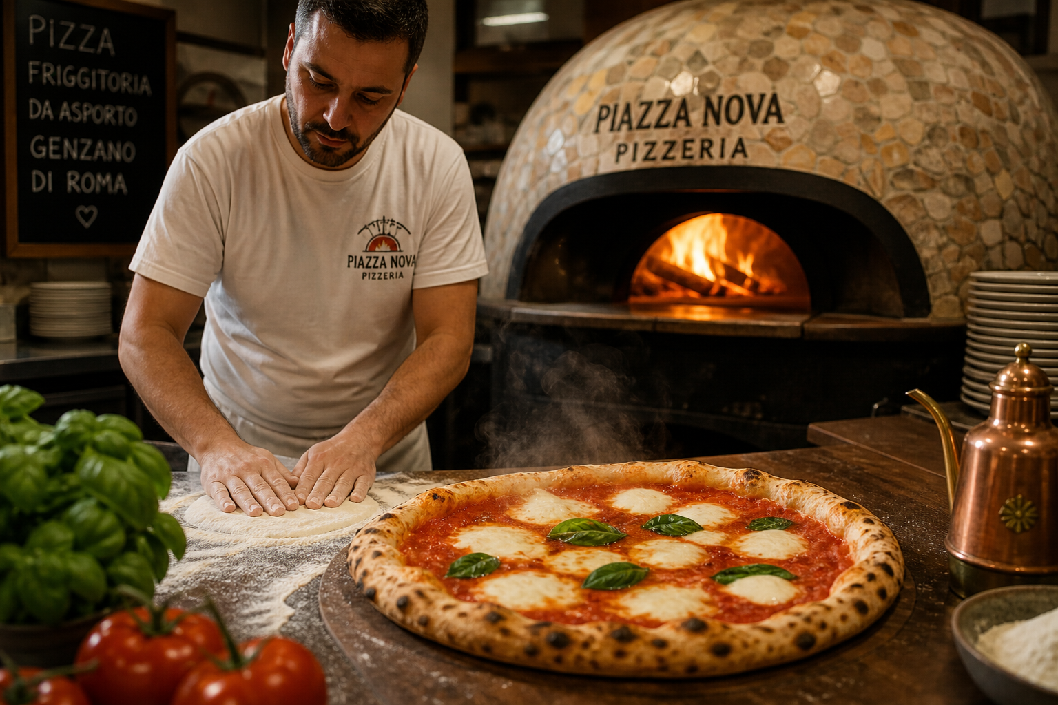 pizza nel forno a legna pizzeria genzano di roma piazza nova