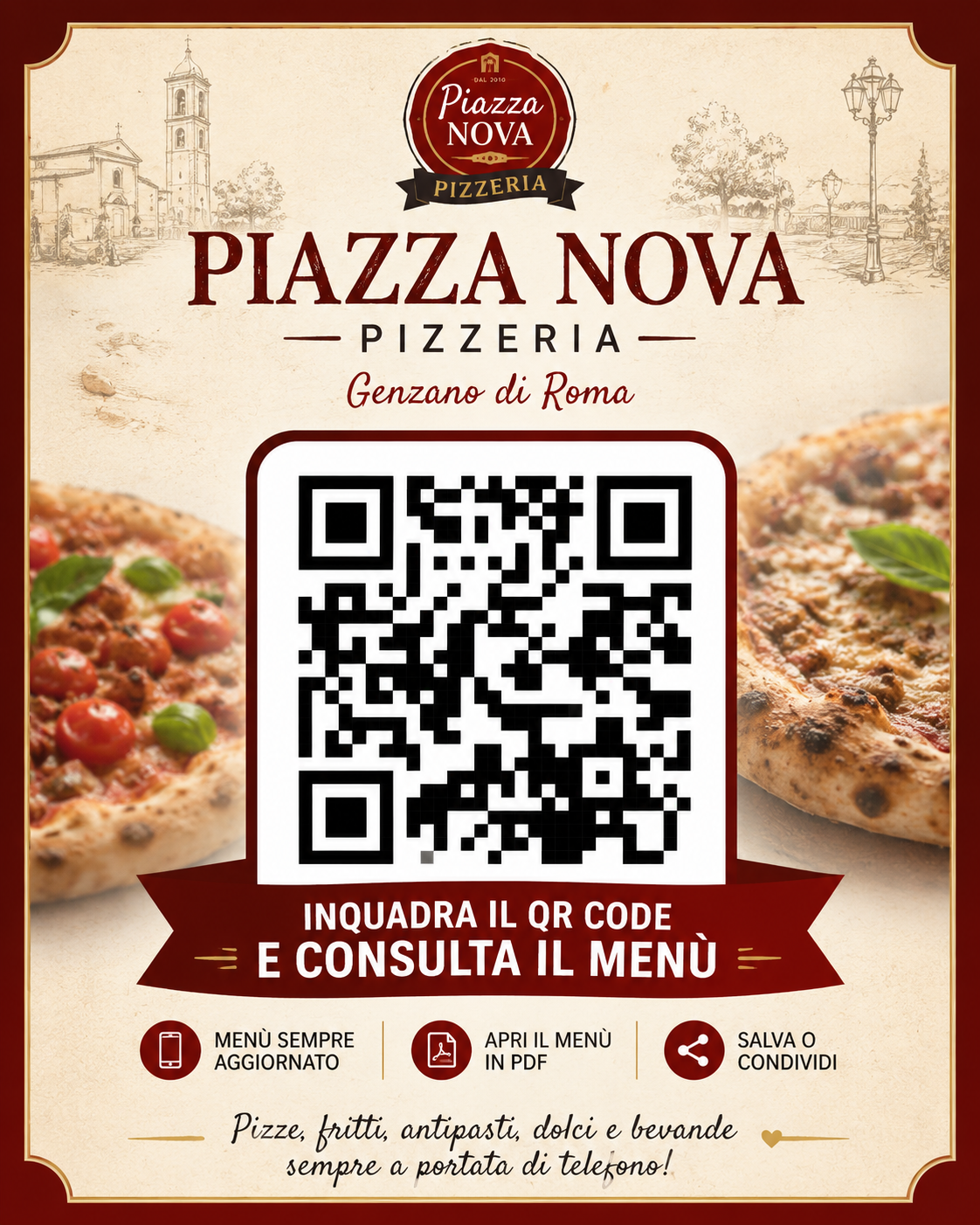 QR Code menù Piazza Nova Pizzeria Genzano di Roma